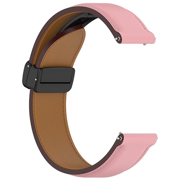20mm Läder Vikbart Spänne Klockarmband för Samsung Galaxy Watch6 40mm 44mm/Watch6 Classic 43mm 47mm Pink