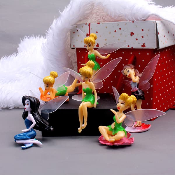 6-pack Miniatyr Fe Figur Dekorationstillbehör, Blomkrukshängare De