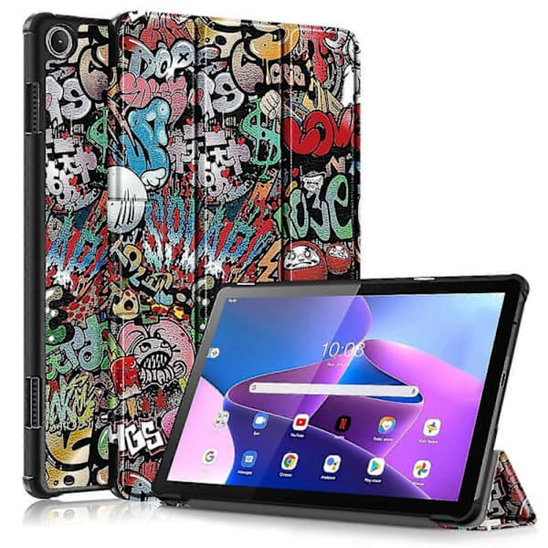 Älykäs nahkakotelo Lenovo Tab M10 10.1 3. sukupolven Graffiti -tabletille