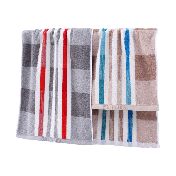 Handdukar Set med 2 randigt mönster, bomullsmjukt absorberande
