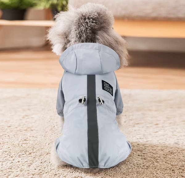 Vanntett hundejakke med hette, lett regnjakke til hund