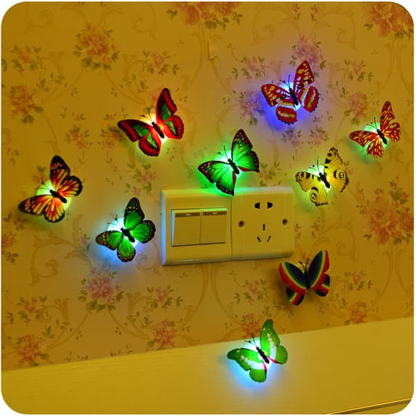 LED-perhoskoristevalot Värikäs yövalo 3D-perhonen
