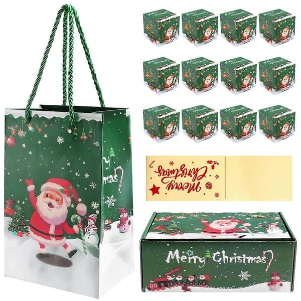 Julsparbösseset Presentförpackning för kontantpresent (grön 12 st)