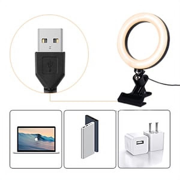 Förbättrad Clip-On Ring Light för Webbkamera, Videokonferenser och Livestreaming med Justerbar Ljusstyrka, Mjuk Belysning för Distansarbete och Zoom
