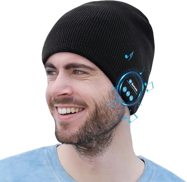 Bluetooth 5.0 trådlösa hörlurar stickad mössa för vintern håller värmen