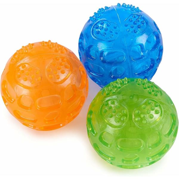 3 stk. lydlegetøjsbolde til hunde, solid og modstandsdygtig gummi, uforgængelig