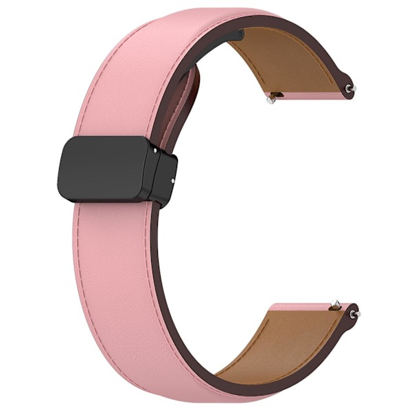 20mm Läder Vikbart Spänne Klockarmband för Samsung Galaxy Watch6 40mm 44mm/Watch6 Classic 43mm 47mm Pink
