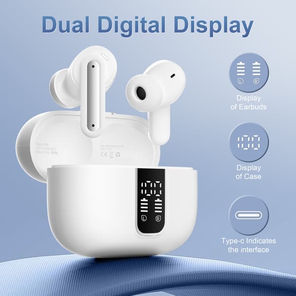 SP99 Trådløse Bluetooth-ørepropper: Bluetooth 5.4, Berøringskontroller, Digitalt Display, Lang Batterilevetid, In-Ear Design