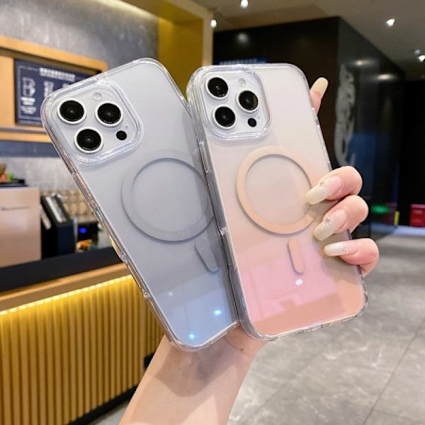 iPhone 16 Pro Gradient Transparent PC MagSafe Skall Toning Brun Gradient rosa