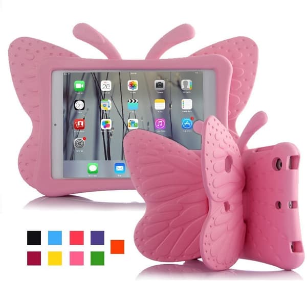 Sommerfugleformet børnecover til iPad Air/Air2/Pro9.7/9.7, lyserød