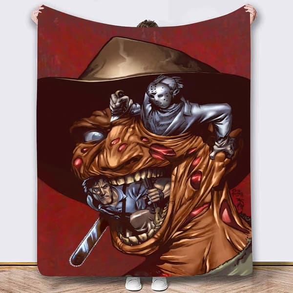 150 x 200 cm Flonel Tæppe med Halloween Gyserkarakter Design - 7