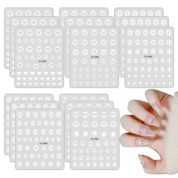 15 ark White Star Heart Butterfly Nail Art Decal Stickers f