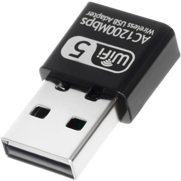Wifi Adapter USB - 2,4 GHz / 5 GHz - 1200 mbit Svart