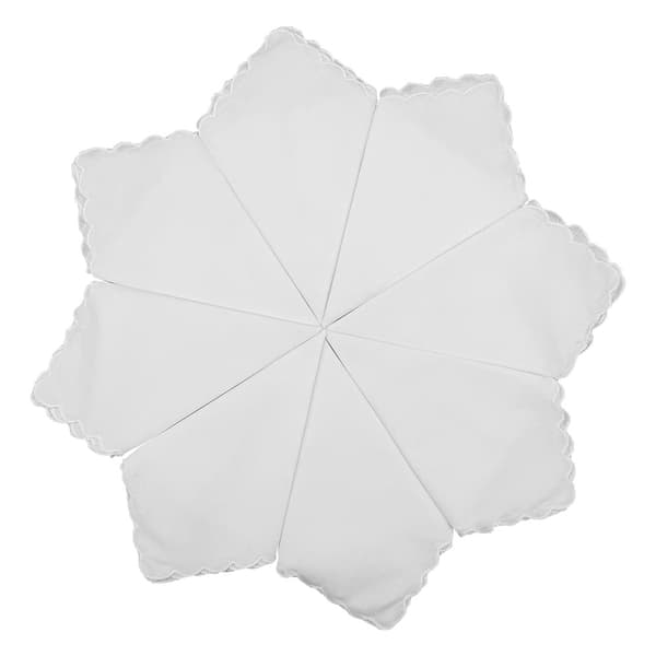 Sæt med 8 lommetørklæder til 28x29 cm bomuld halvmåne helt hvid