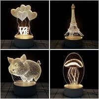 3D LED Varmt Nattlys USB Skrivebord Soverom LED-lys Gave til