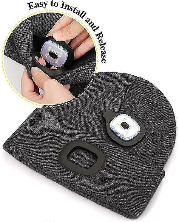 Unisex LED-lue med lys, USB-oppladbar håndfri LED-hodelyktlue