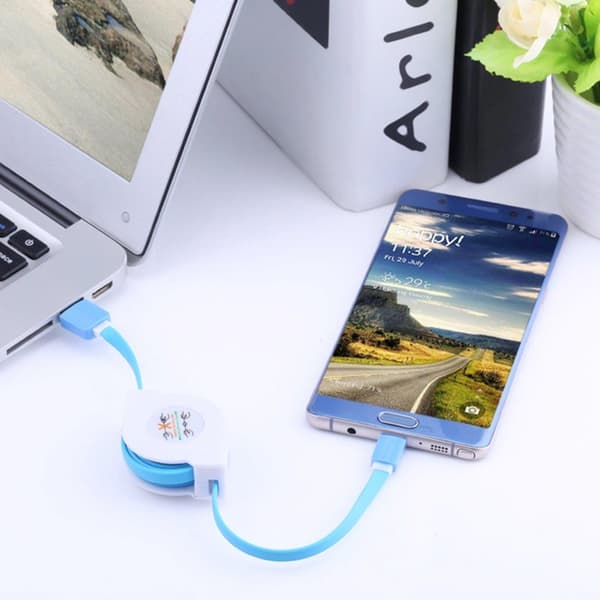 Uttrekkbar flokefri ladekabel USB type C - D-sign Mat 1D1521 Beige