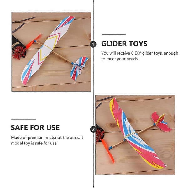 6 stk DIY flyleker Flygende glidefly Pedagogisk leketøy