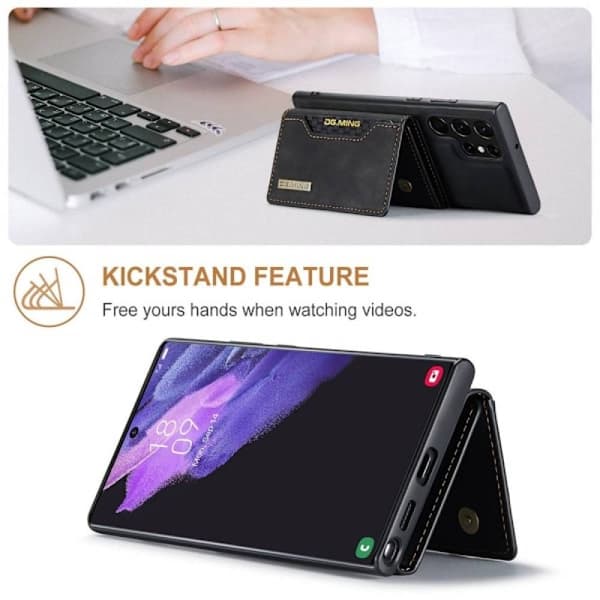 DG.MING Galaxy S23 Ultra -kotelo magneettilompakolla, musta