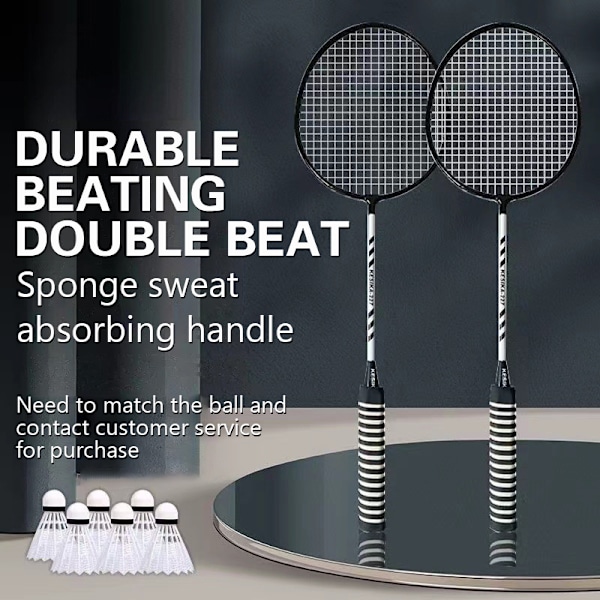 Badmintonracket Dubbelracket Slitstark 2 racketar black C