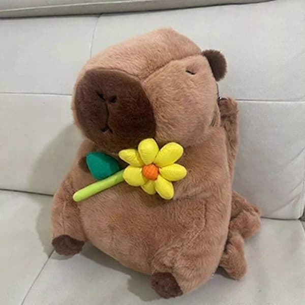 Plyschväska ryggsäck formad som capybara, plyschryggsäck E A