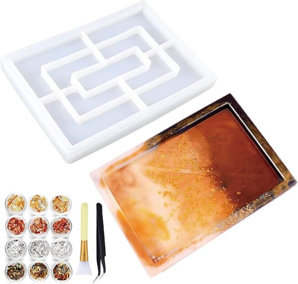 Epoxihartsbricka - Rektangel - Serveringsbricka - Silikonform - Cas