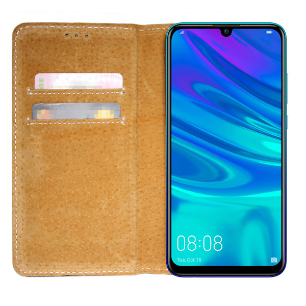 Äkta Läder Book Slim Huawei P20 Lite 2019 Plånboksfodral Svart Svart