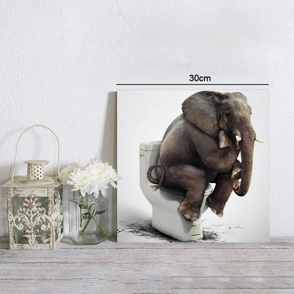 Rolig elefant som sitter på toaletten för heminredning