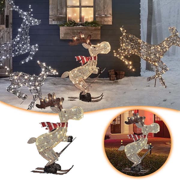 Ulkojouluhahmo Led-hiihtohirvi Puutarhakoriste 30cm