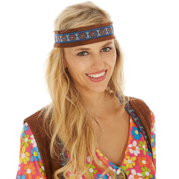 tectake Maskeraddräkt Dam Hippie Lovisa MultiColor XXL