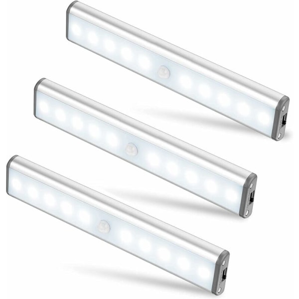 Lumière LED, trådlös, USB-uppladdningsbar, magnetisk, rörelsedetektor, 2 ljuslägen, bärbar. Skåpslampor