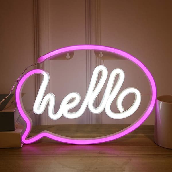 Neon Skilt, Hello Neon Lys LED Neon Lys Soverom USB eller Batteri