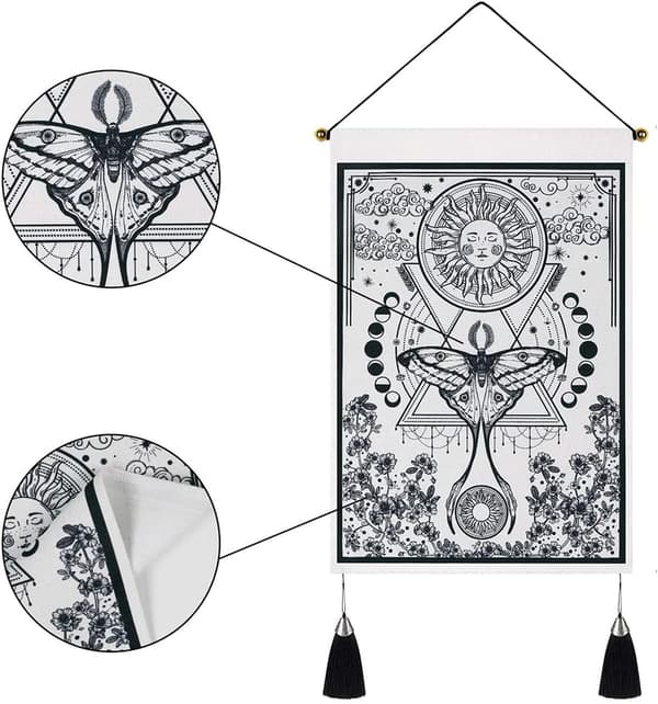 2 Stykker Tarot Gobelin, Måne Sol Vægtæppe, Måne Gobelin med