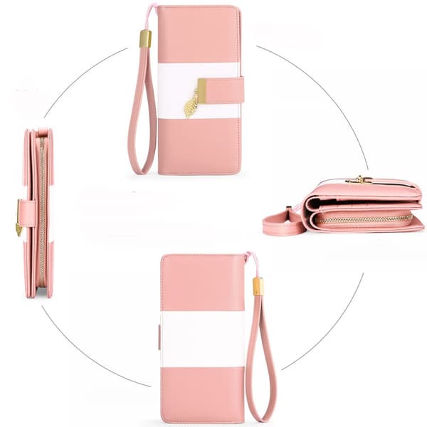 (Pink) Damepung Farverig Stribet Kunstlæderpung