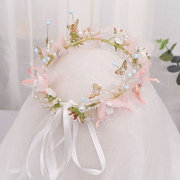 Pannebånd og håndblomst for kvinner, hårpynt til brudepiker, prinsessehodeplagg, brudehårbånd