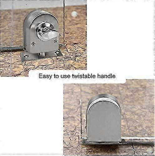 2-pak 304 Rustfrit Stål Glasdørslås til Badeværelse, Toilet, Butikker, Ramløse Glasdøre - Halvrund