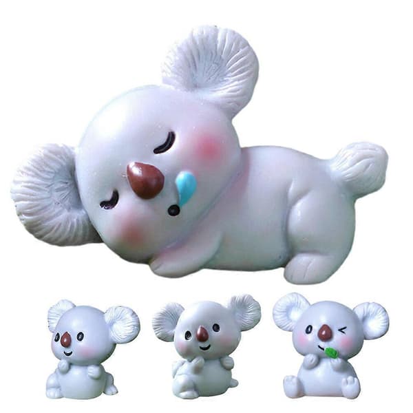 4 stk. miniature koalafigurer Mini koala dyrefigurer legetøj moslandskabsornament