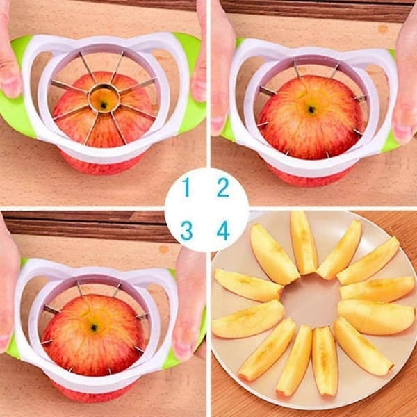 Eplekutter - 8-delt eplekutter i rustfritt stål, eplekjernefjerner, brukervennlig epleskreller - Kutt frukt, skrell og ta ut kjerner