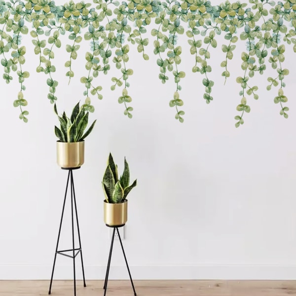Färska gröna eukalyptusblad väggklistermärken glasfönsterklistermärken