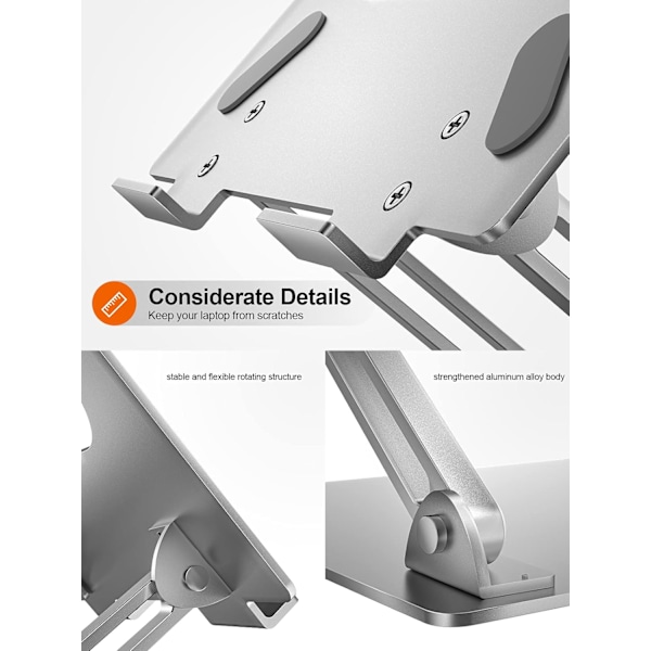 Justerbart Laptopställ, Bred Kompatibilitet Aluminiumlegering Dator Notebook Ställhållare, Ergonomisk Design För 11-17\" Laptops, Stödjer Upp Till 6 kg