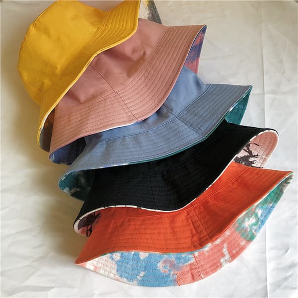 Vendbare bøttehatter for kvinner Reise Strand Solhatt Blomsterbroderi