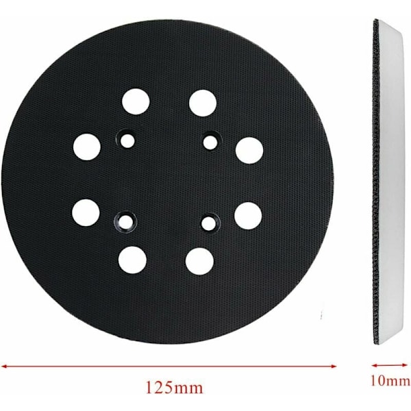 Poweka 125 mm Slip-on Platta med Fästband och 8 Hål Kompatibel med Bosch PEX 300/400 AE Excentrisk Slipmaskin (Vit)