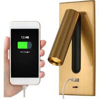 Leselys LED Hodegjerdelampe Skjult Bryter Nattbordslampe, USB