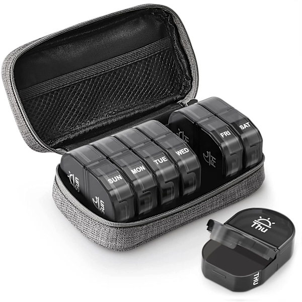 BPA-fri Pillerorganisatör, 3D-tryck för Hållbarhet, Portabla Dubbla Skydd Pilleraskar för Daglig Användning (2.87 x 4.06 x 1.24 cm)