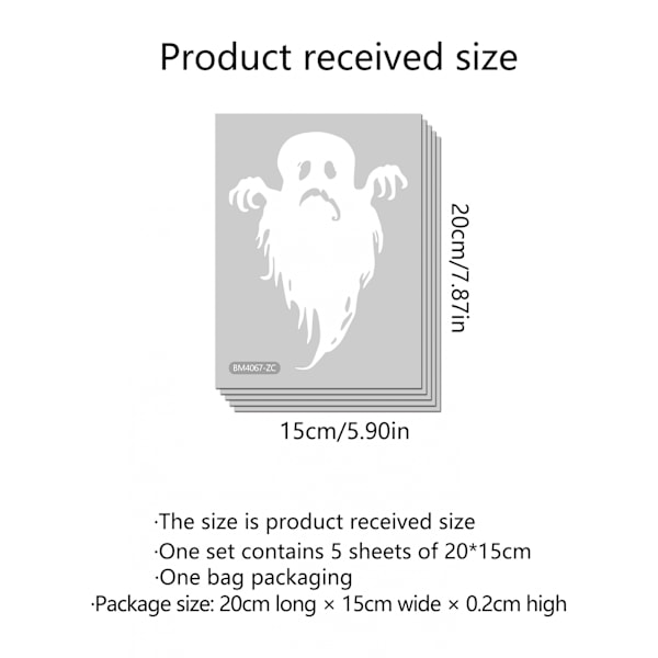 Halloween-spöken väggdekaler 20x15cm 5-pack