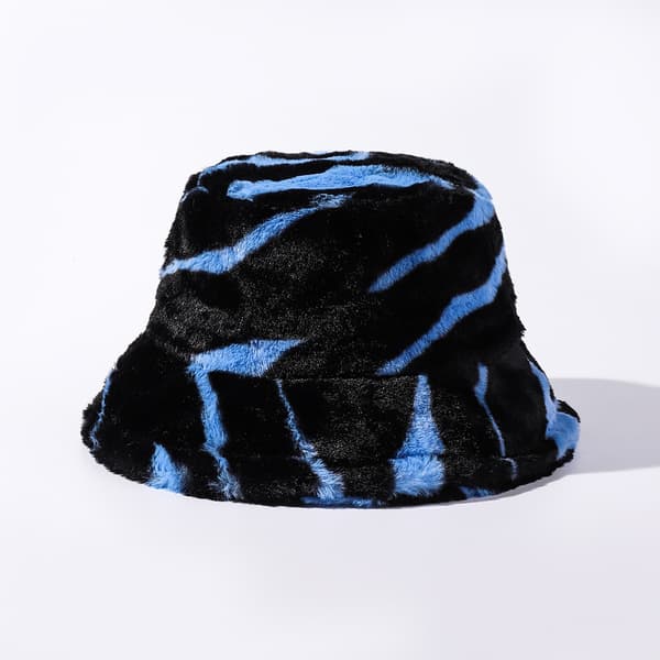 Pels Fluffy Hatt Bøttehatt Vinter Fiskerhatt for Kvinner Jenter-Blå