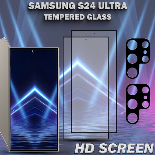 2-pack SAMSUNG S24 ULTRA Skärmskydd & 2-pack Linsskydd - Härdat Glas 9H - Superkvalitet