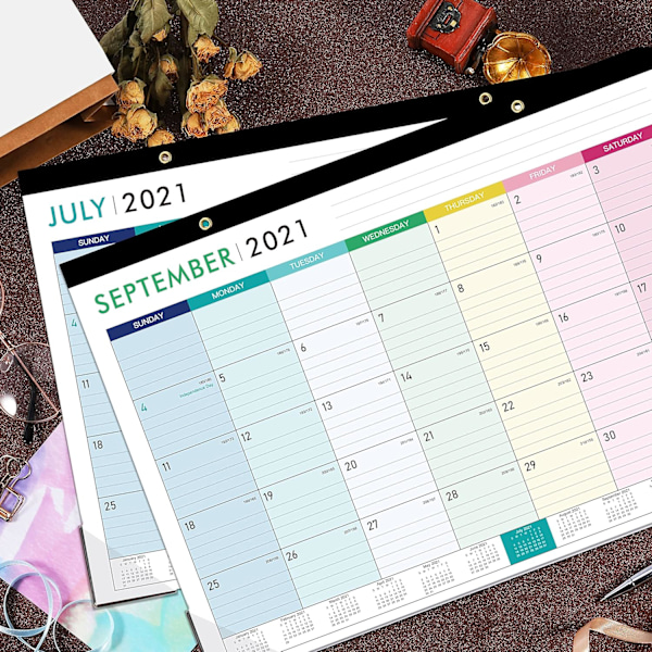 Extra Stor Månadskalender för Vägg, Kvalitetskonstruktion med Stabil Yta, Hörnskydd Håller Sidorna På Plats, För Effektiv Planering Hemma Eller