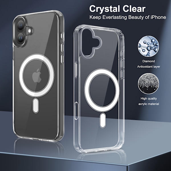 iPhone 16 Skal Transparent - MagSafe - Heltäckande stöttålig skydd