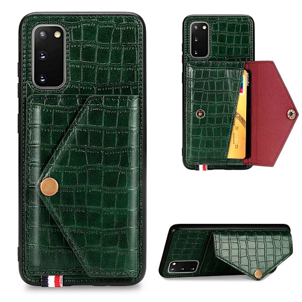 Genomtänkt Skal med Korthållare - Samsung Galaxy S20 Röd
